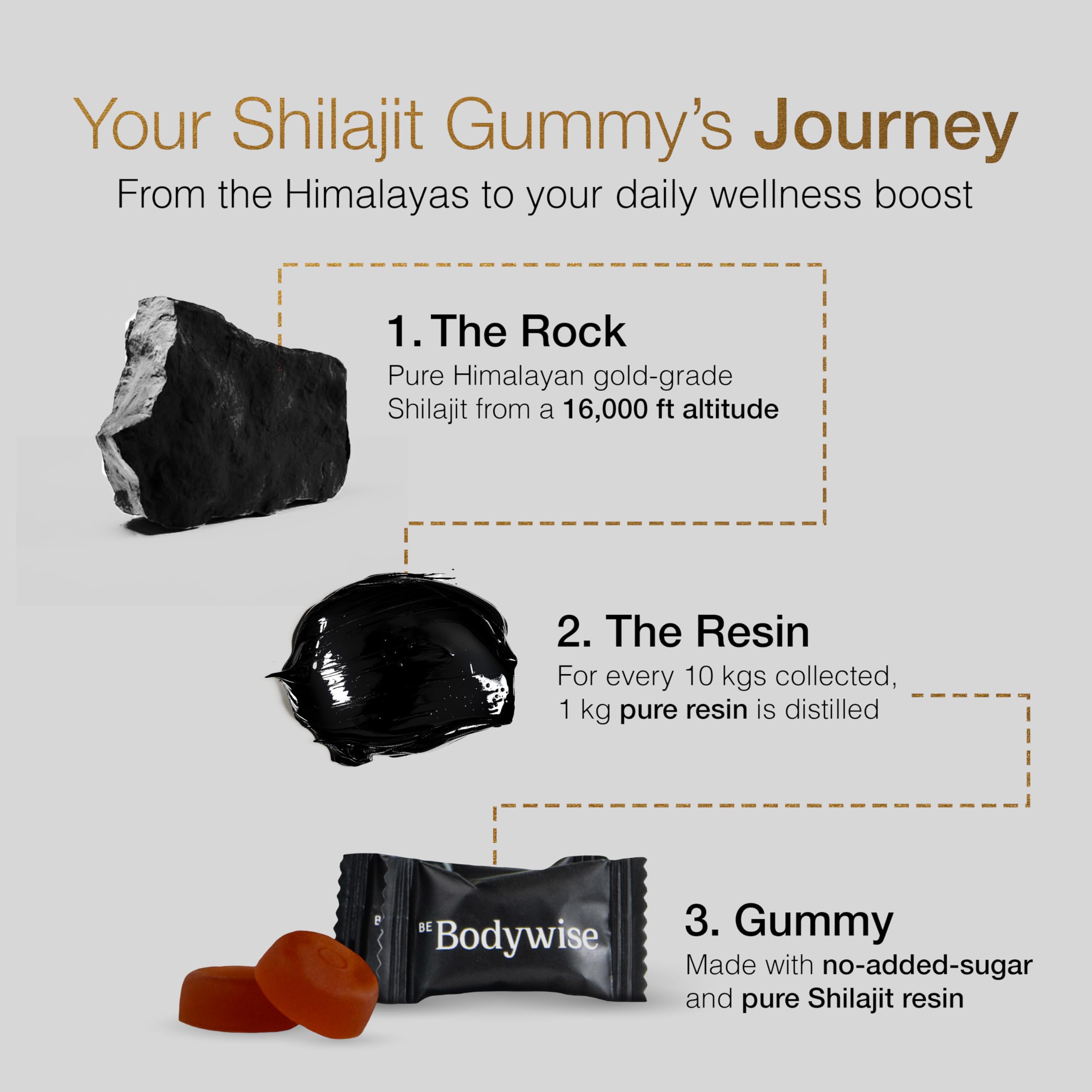 Be Bodywise Shilajit Gummies gummy closeup shows natural texture and energy.