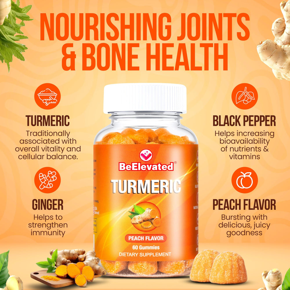 BeElevated Curcumin Turmeric Gummies bottle open supports convenient daily routine.