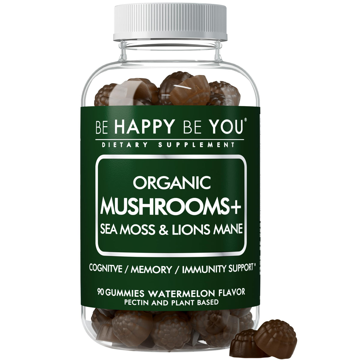 Be Happy Be You Watermelon Gummies bottle close-up for daily wellness