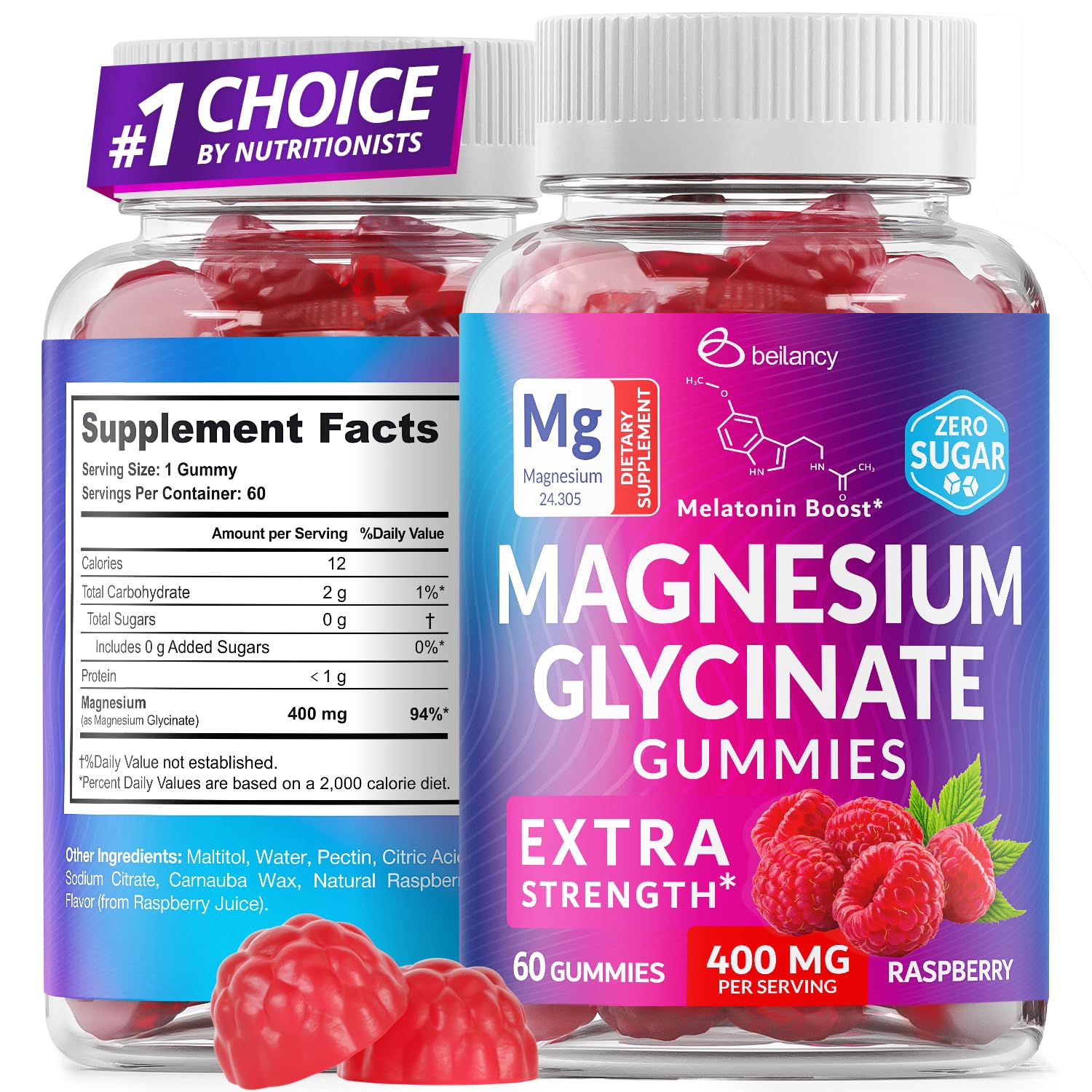 BE&LANCY Magnesium Glycinate Gummies bottle enables a convenient two-month daily routine.