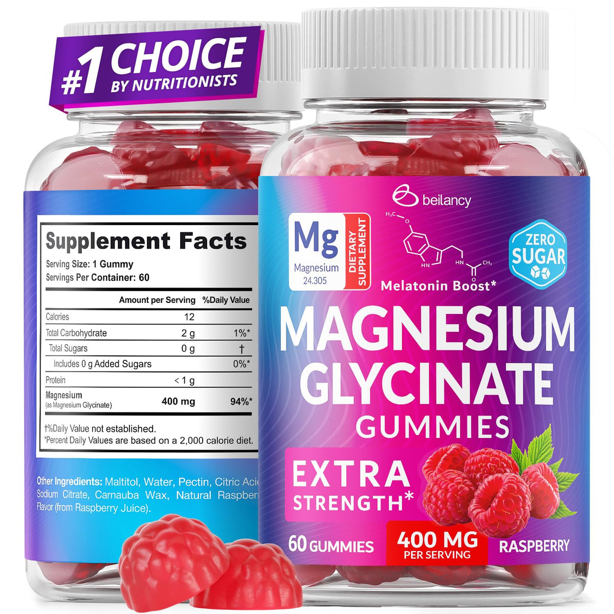 BE&LANCY Magnesium Glycinate Gummies bottle enables a convenient two-month daily routine.
