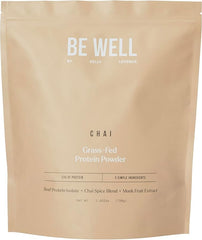 Be Well by Kelly LeVeque chai beef protein bottle with high-protein per serving