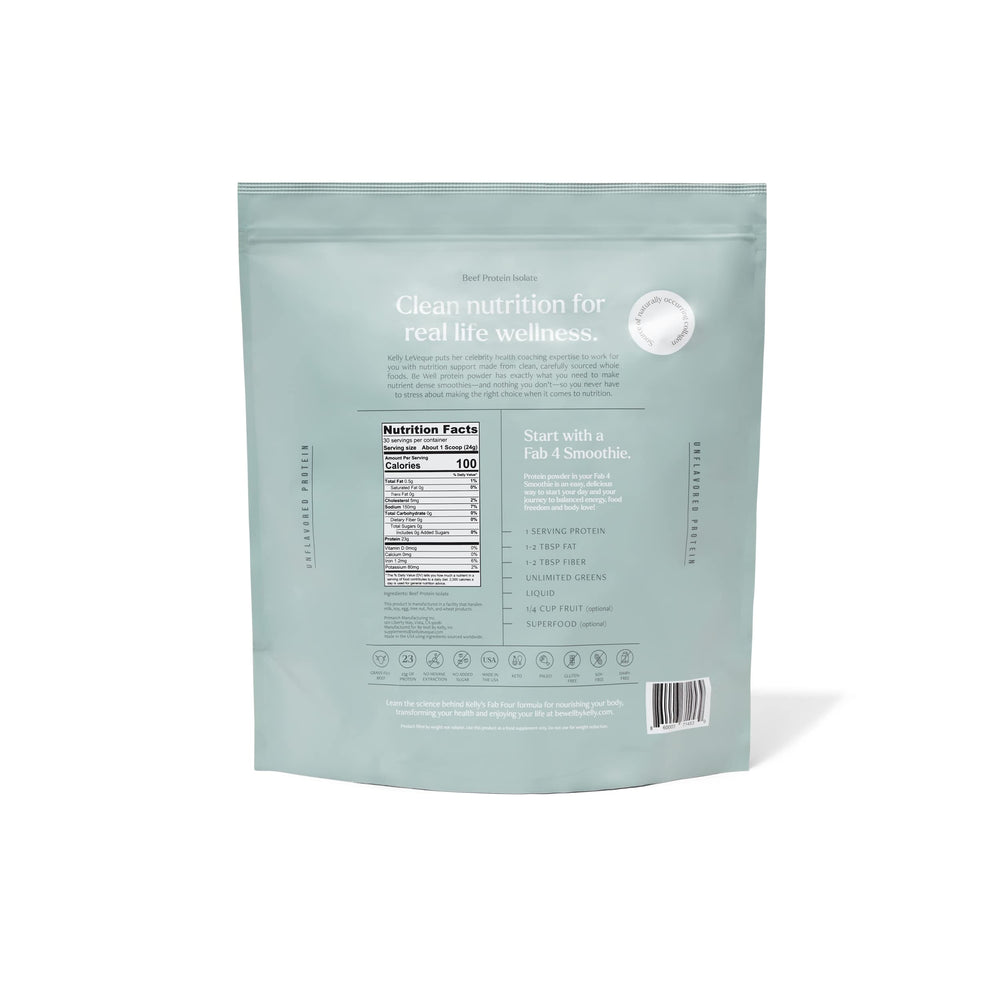 Ingredient label highlights grass-fed beef protein isolate and amino acids