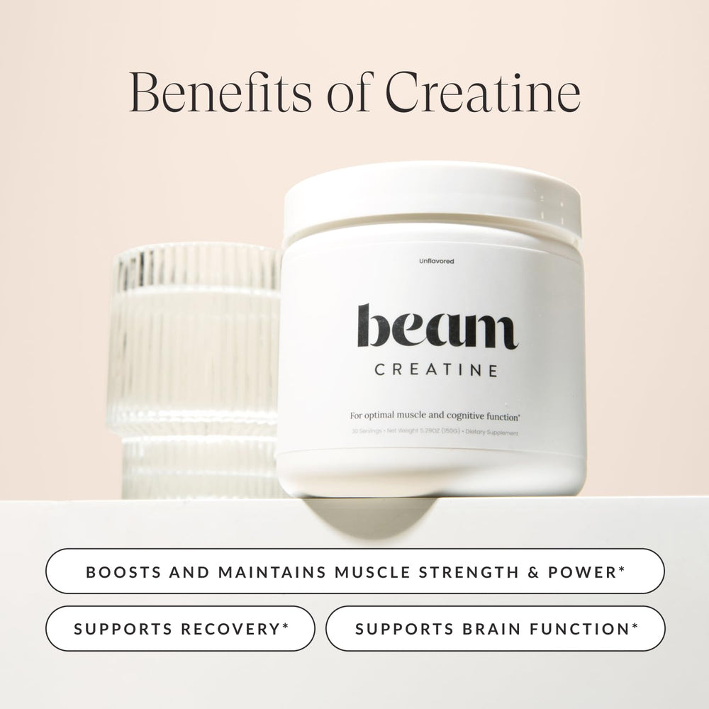 Beam Creatine Powder third-party label underlines purity and safety for confidence.