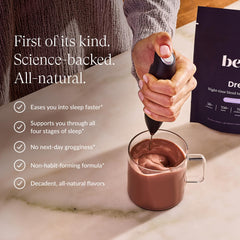 Beam Dream Sleep Powder scoop-dispensing shows easy portion control for a calm routine.