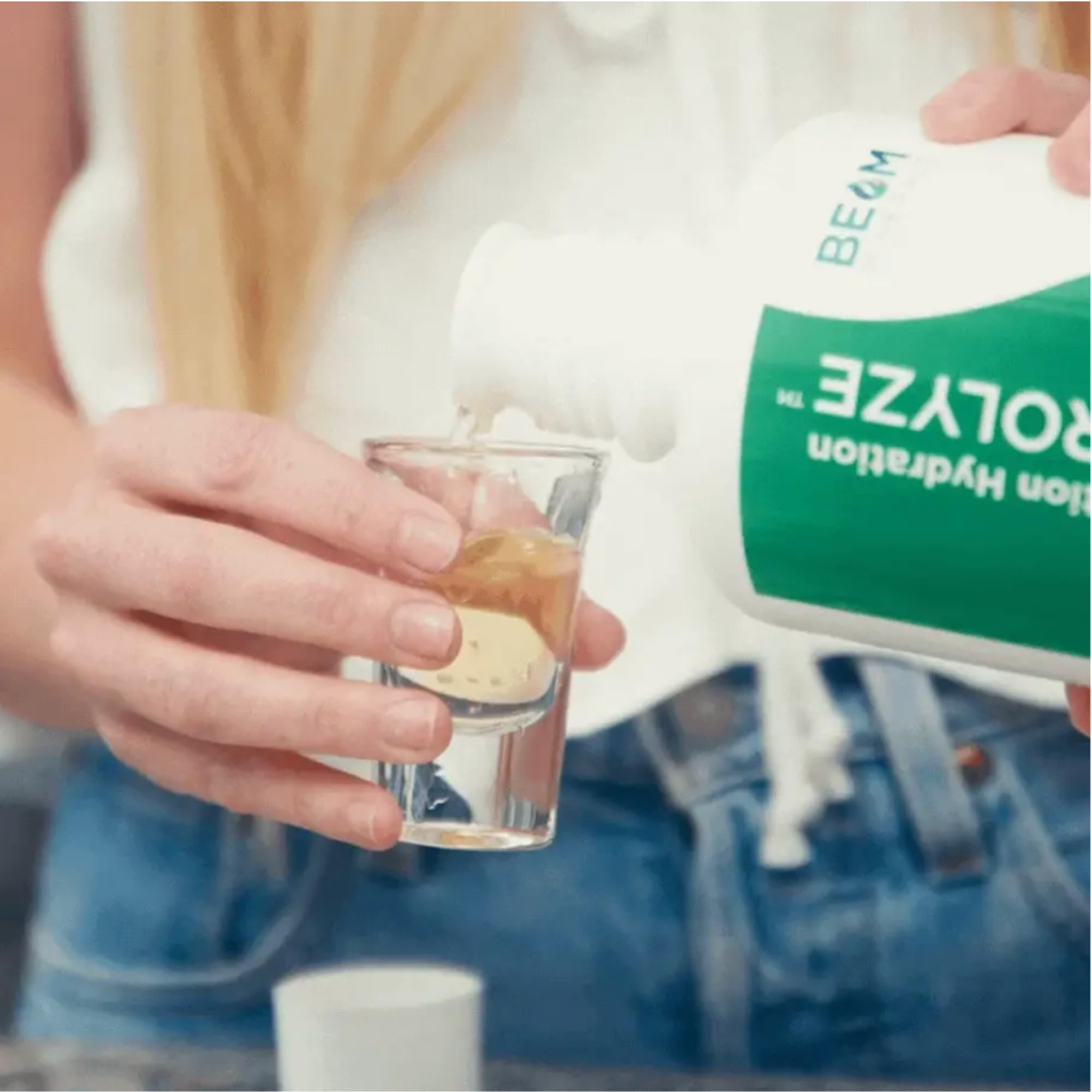 BEAM Minerals Electrolyze golden-hued solution ready to mix