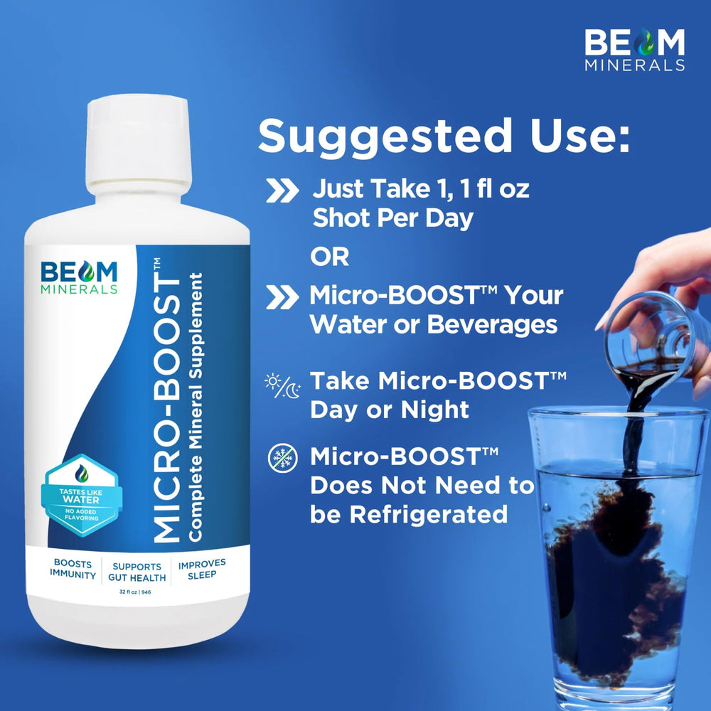 Dispensing BEAM MINERALS Micro-Boost demonstrates easy dosing for daily use