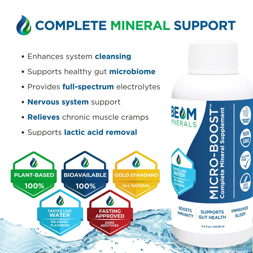 Beam Minerals travel pack bottle Micro-Boost 2oz for micronutrient support.