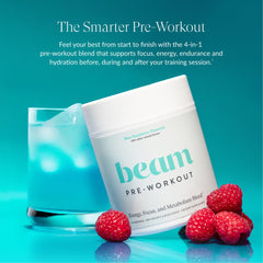 Beam Pre Workout with Cognizin highlights focused mental clarity for workouts.