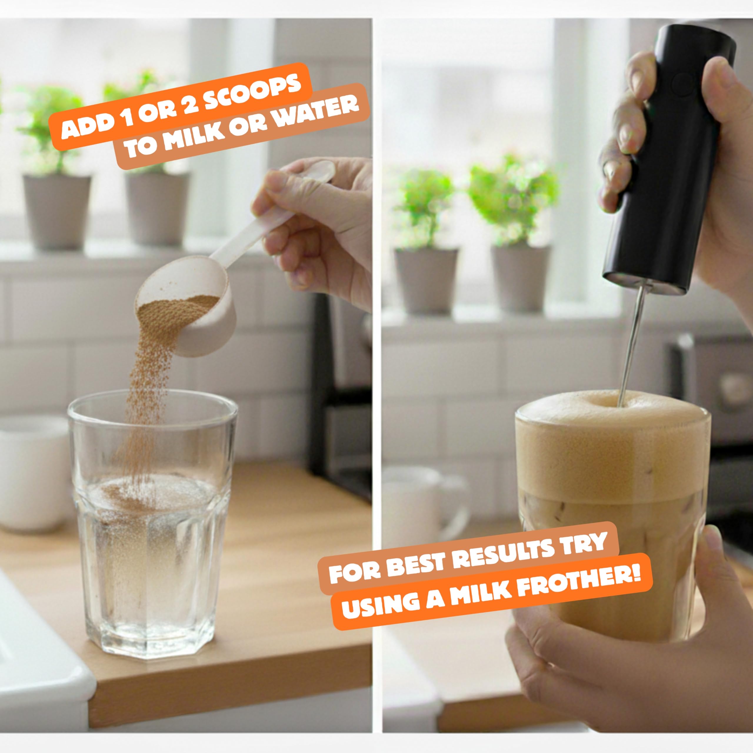 Beanio Caramel Protein Iced Coffee nutrition label highlights CGA and caffeine.