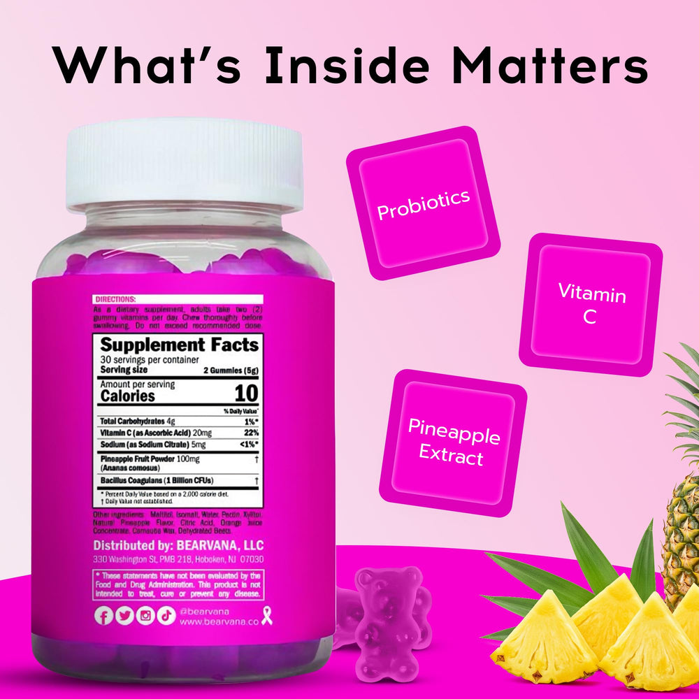 BearVANA gummies textured pineapple feature highlights easy daily intake