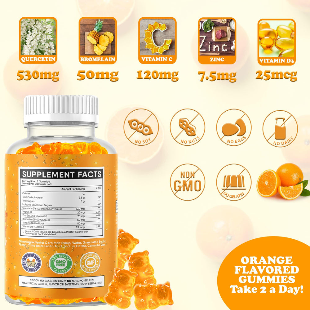 Close-up of Beary Fine gummies showing bright orange color for daily wellness.