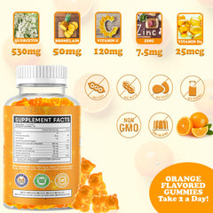 Close-up of Beary Fine gummies showing bright orange color for daily wellness.
