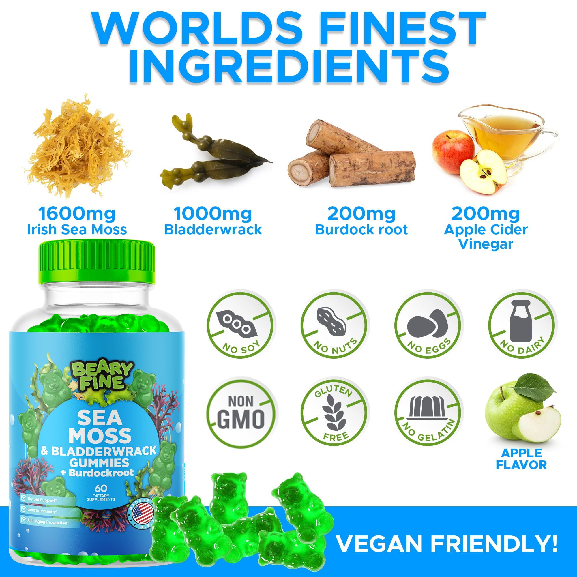 Beary Fine Sea Moss Gummies USA-manufactured facility seal