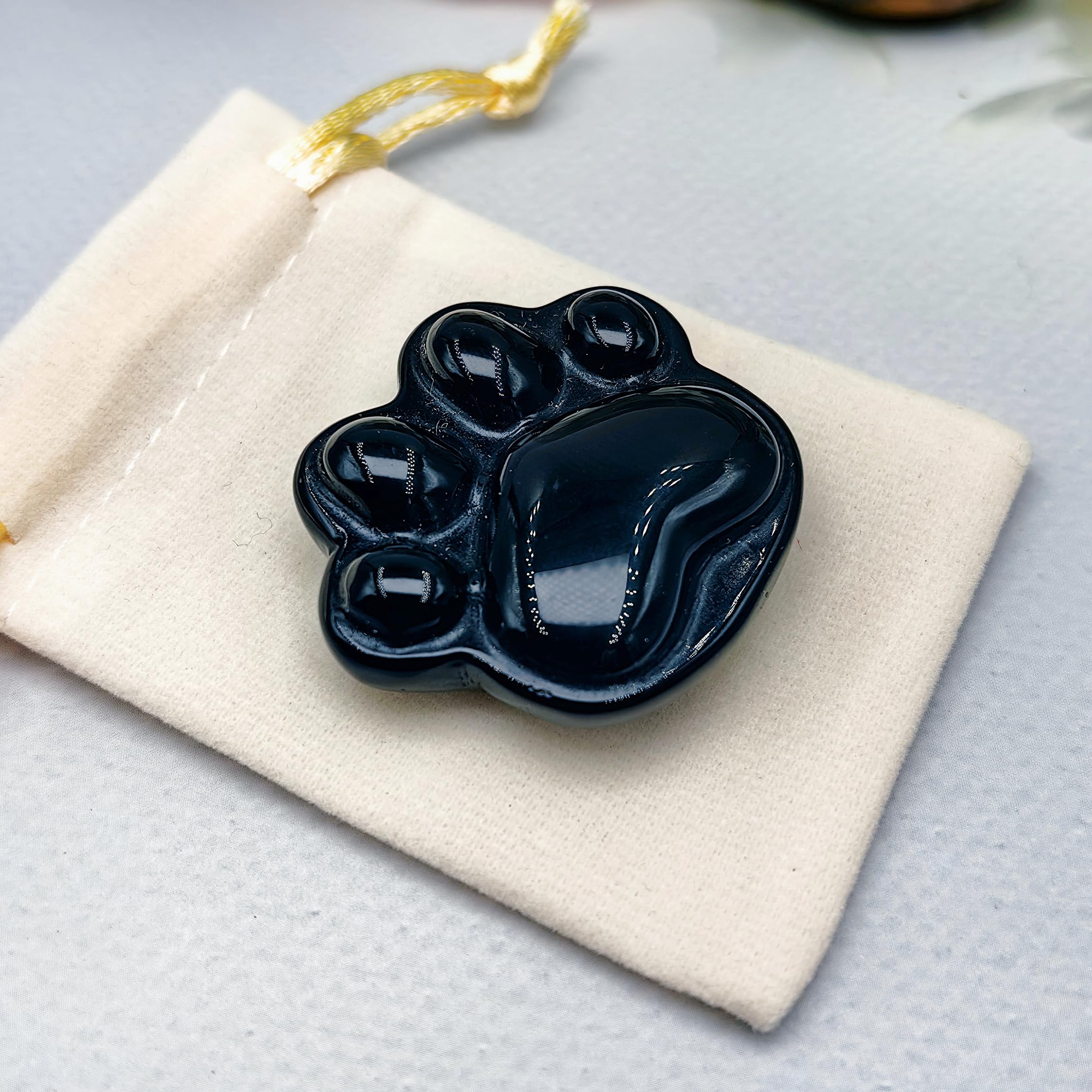 BEAUSIOO Obsidian animal paw worry stone decorative use adds visual charm when displayed