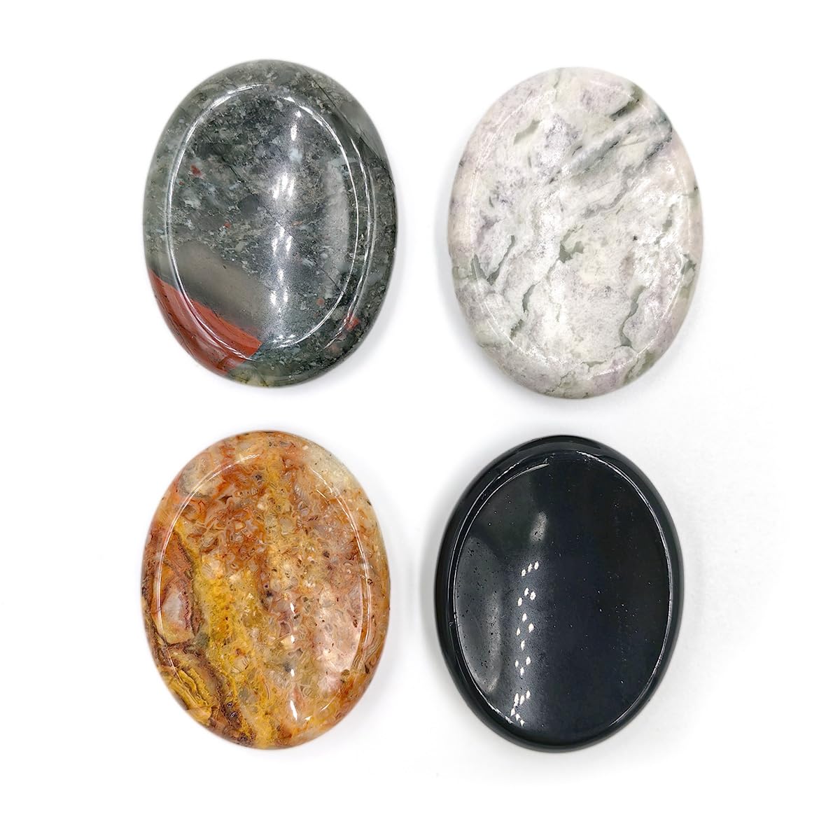 BEAUSIOO thumb stone obsidian for calming touch and focus during meditation.