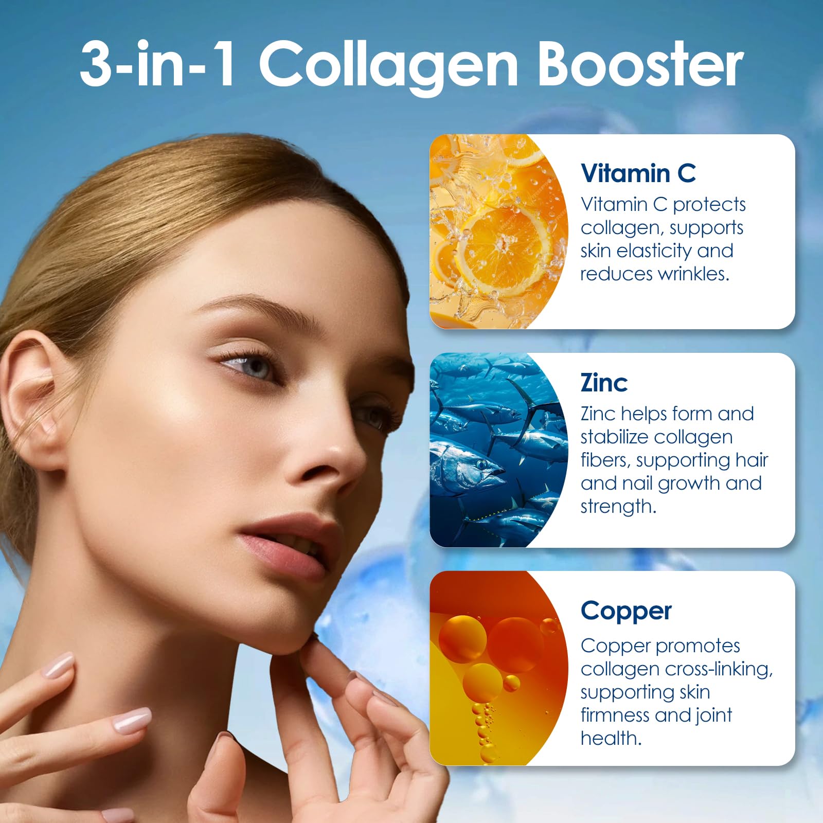 BEAUTIDE Marine Collagen Powder with hyaluronic acid promotes hydration.