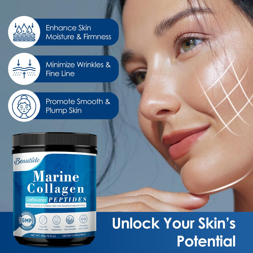 BEAUTIDE Marine Collagen Powder ingredients list Vitamin C supports collagen-friendly nutrition.
