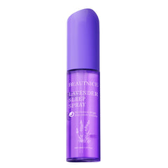 BEAUTNICE Lavender Sleep Spray bottle on bedside table for nightly relaxation.