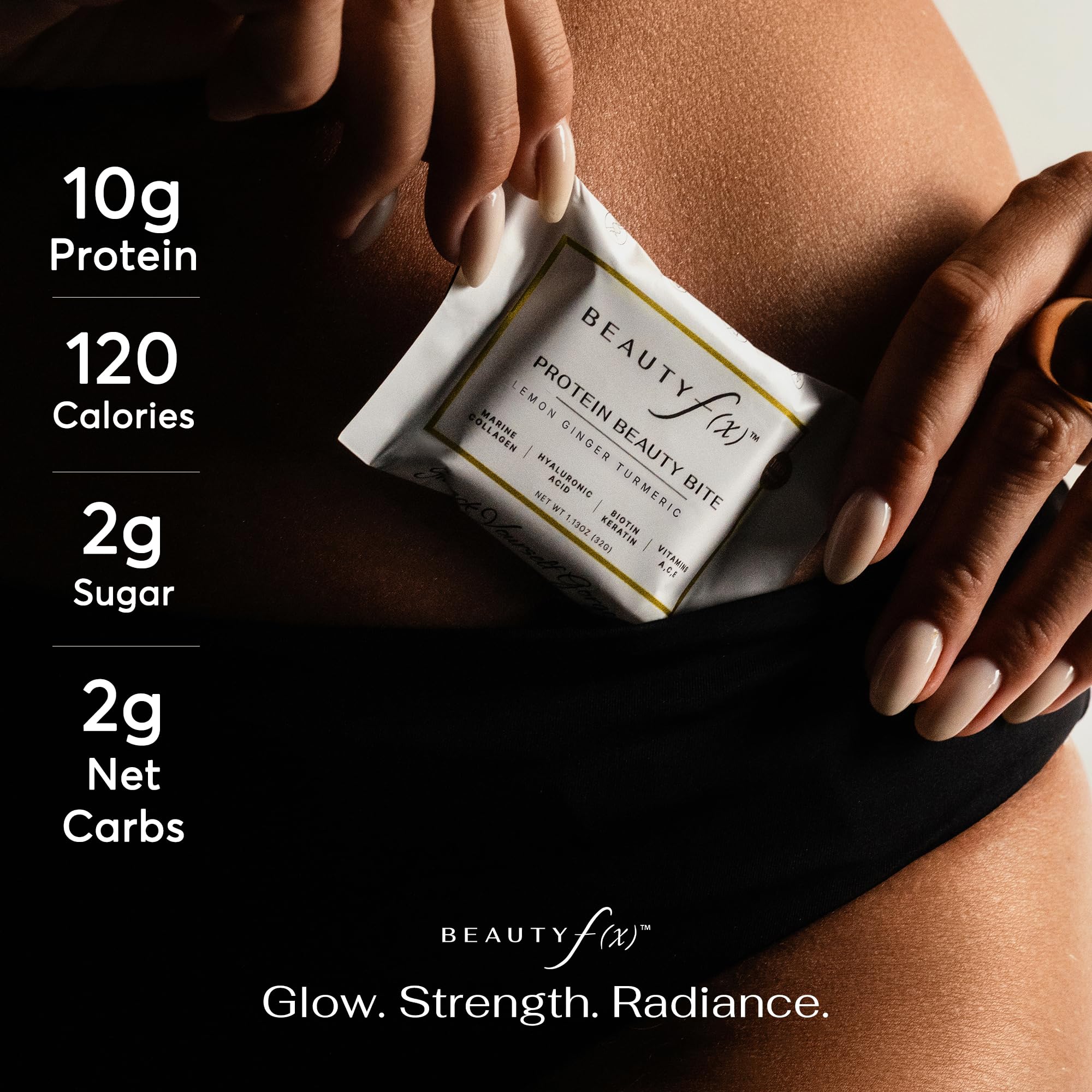 Beauty f(x) Protein Beauty Bites lemon zest swirl on the bar surface