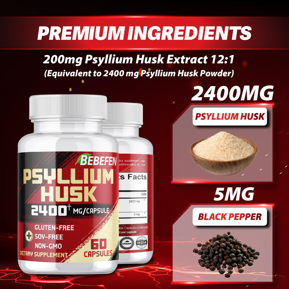 Mano sosteniendo el frasco BEBEFEN Psyllium, opción diaria para fibra
