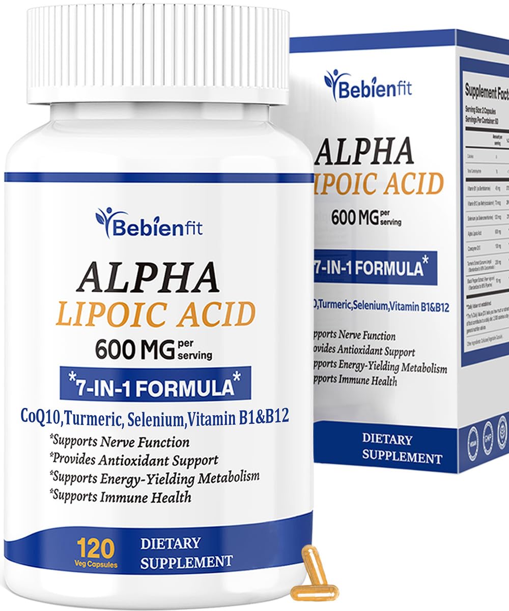 Bebien fit Alpha Lipoic Acid 600mg + CoQ10 capsules for nerve support and energy