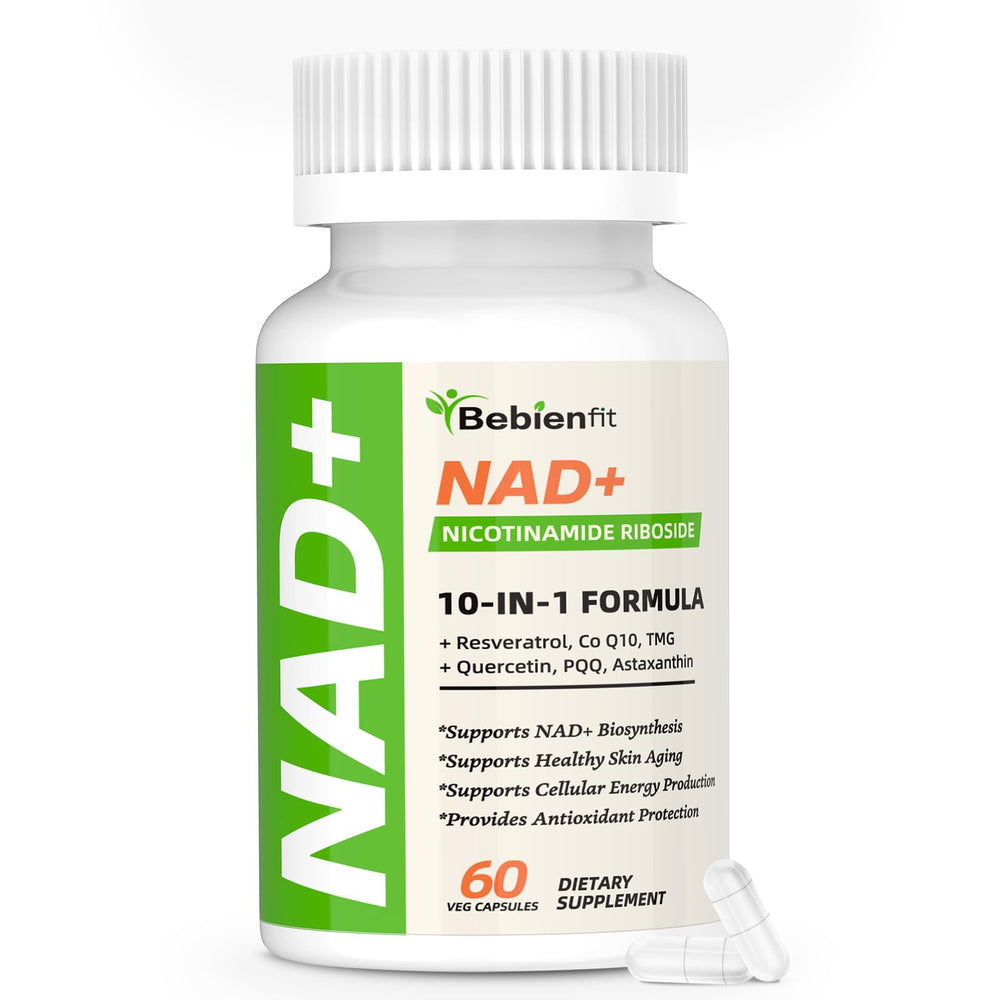 Bebien fit NAD supplement bottle for energy support and focus.