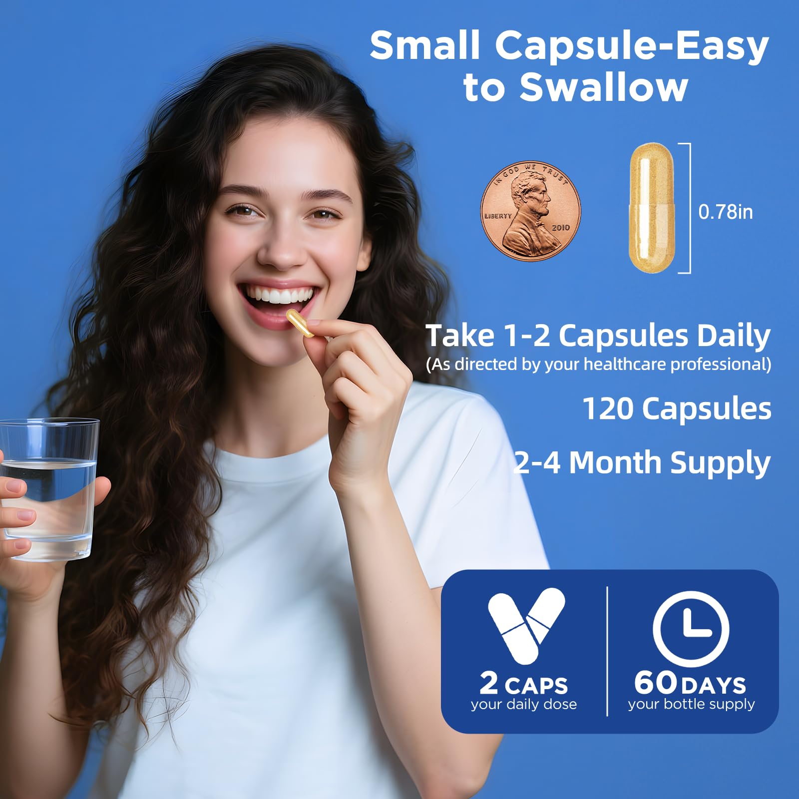 Bebien Fit serving shot with glass shows easy two-capsule daily regimen.