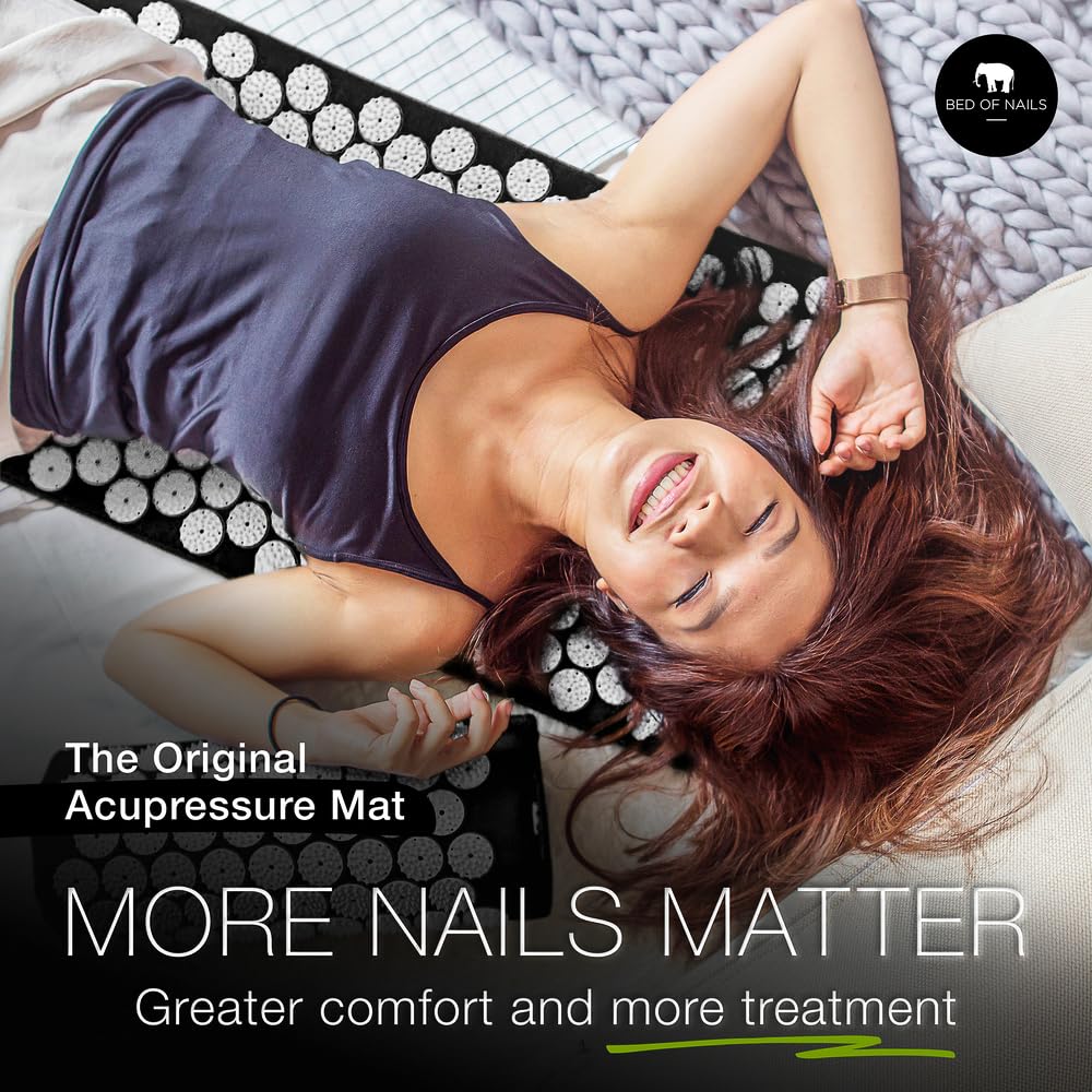 Bed of Nails mat showing 42 non-toxic nail plates for even pressure