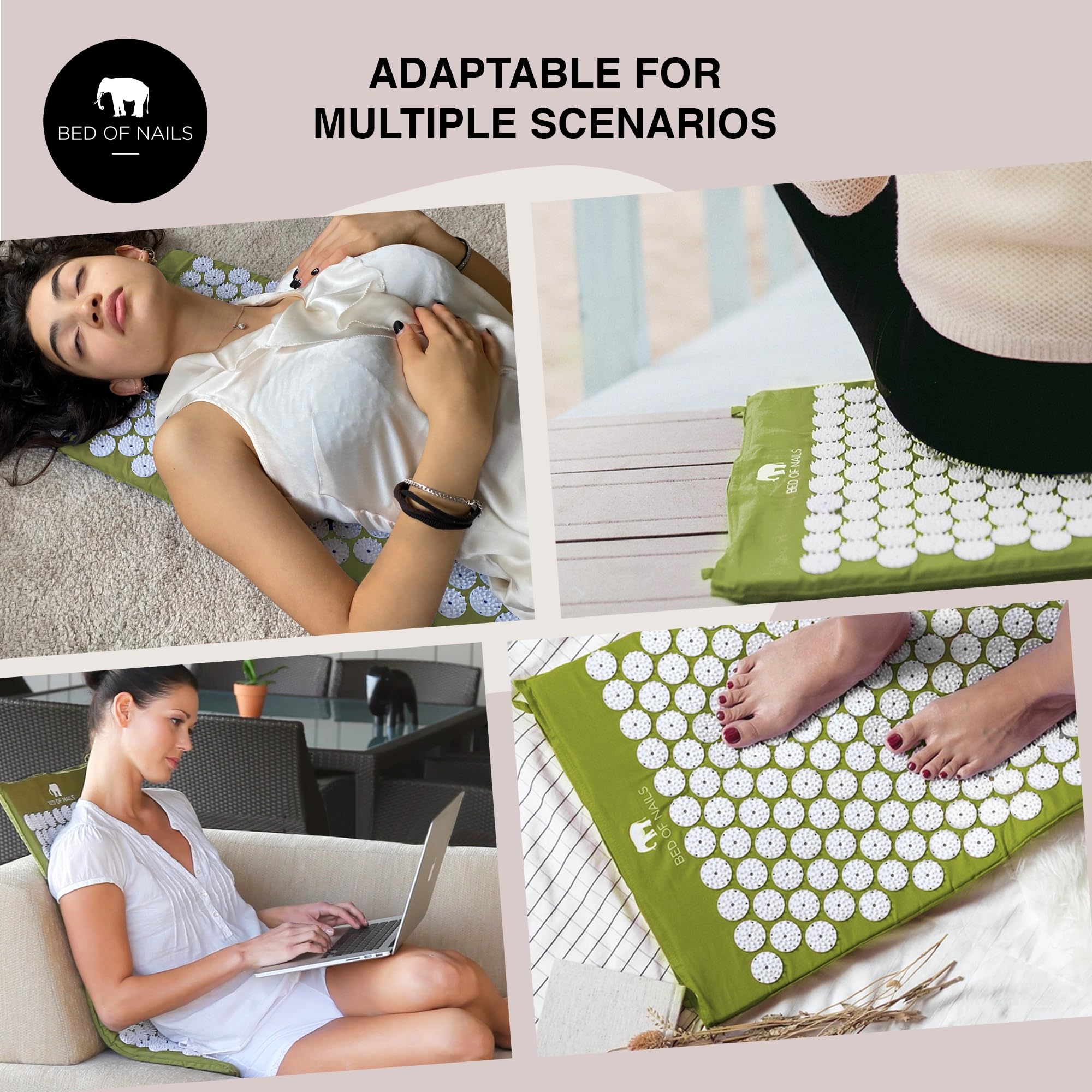 Bed of Nails original acupressure pillow green close-up for targeted relief