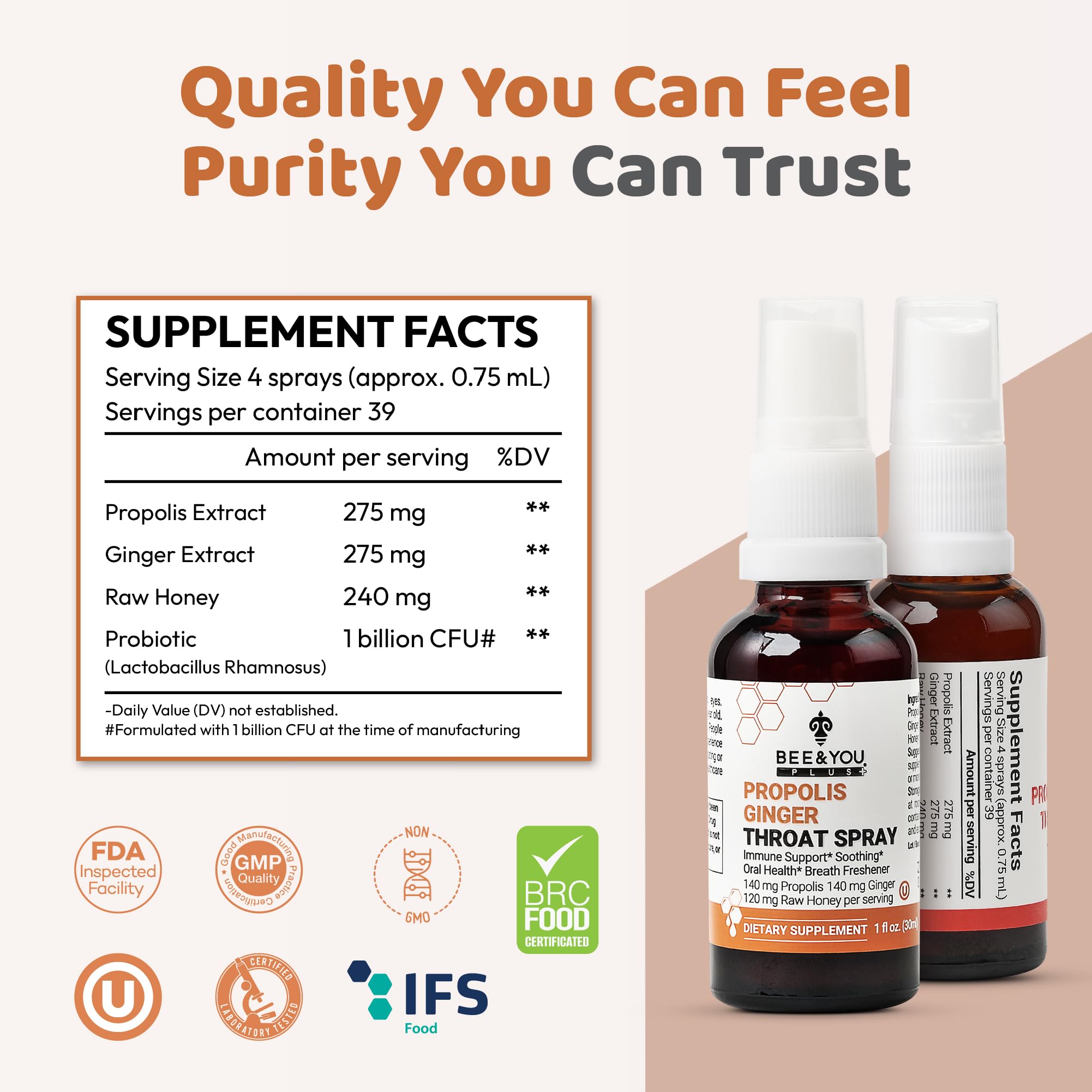 Close-up of ginger extract for natural immune-support blend by Bee & You