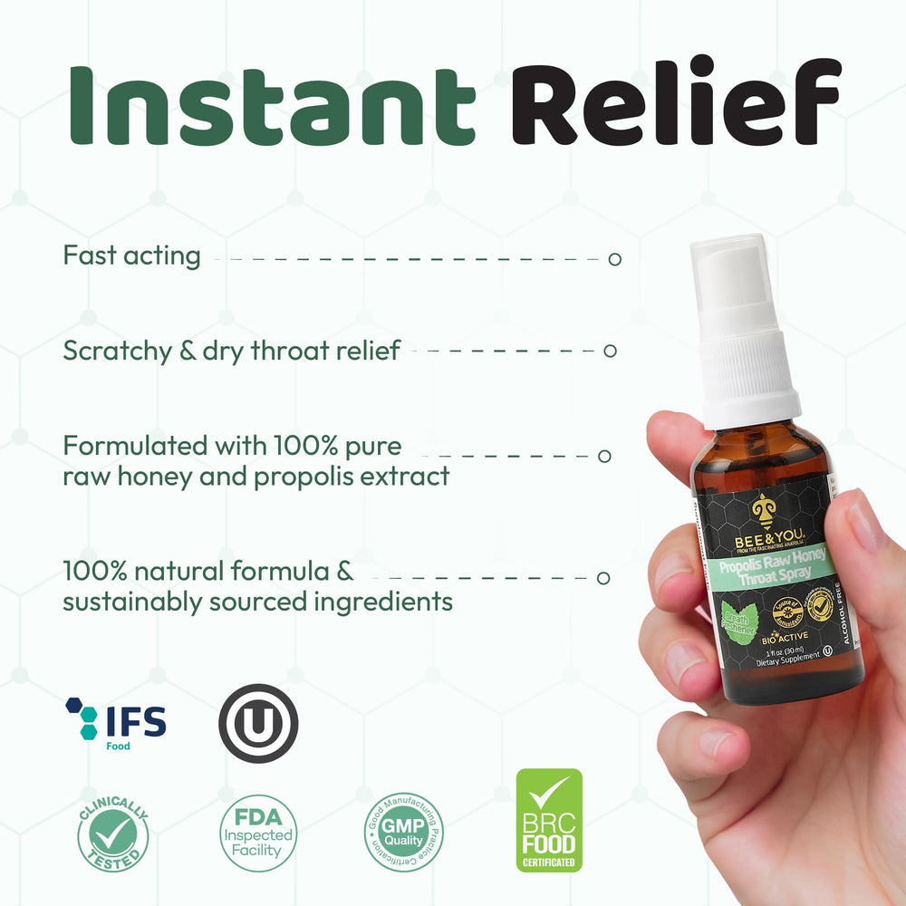 Bee & You Propolis Throat Spray clean label supports simple ingredients.