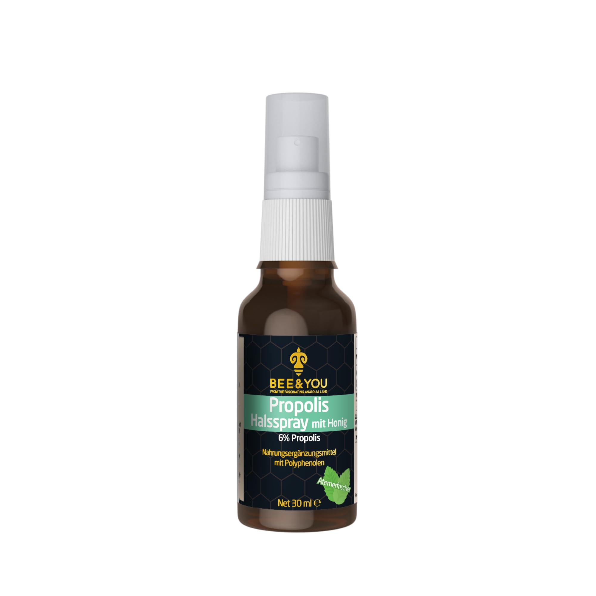 Bee & You Propolis Throat Spray dispense pump enables easy use.