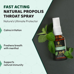 Bee & You Propolis Throat Spray mist application for soothing throat comfort.