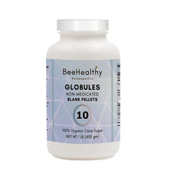 BeeHealthy globules blank pellets — milky white, round, ideal for homeopathic liquids and precise dilutions.