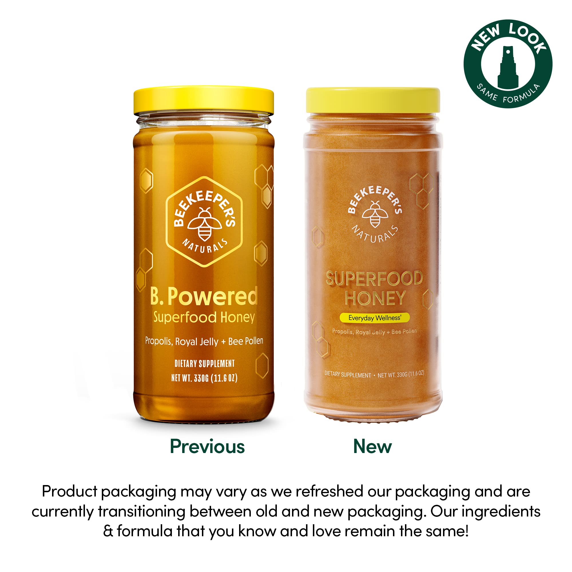 Beekeeper's Naturals Superfood Honey royal jelly close-up emphasizes brain health nutrients.