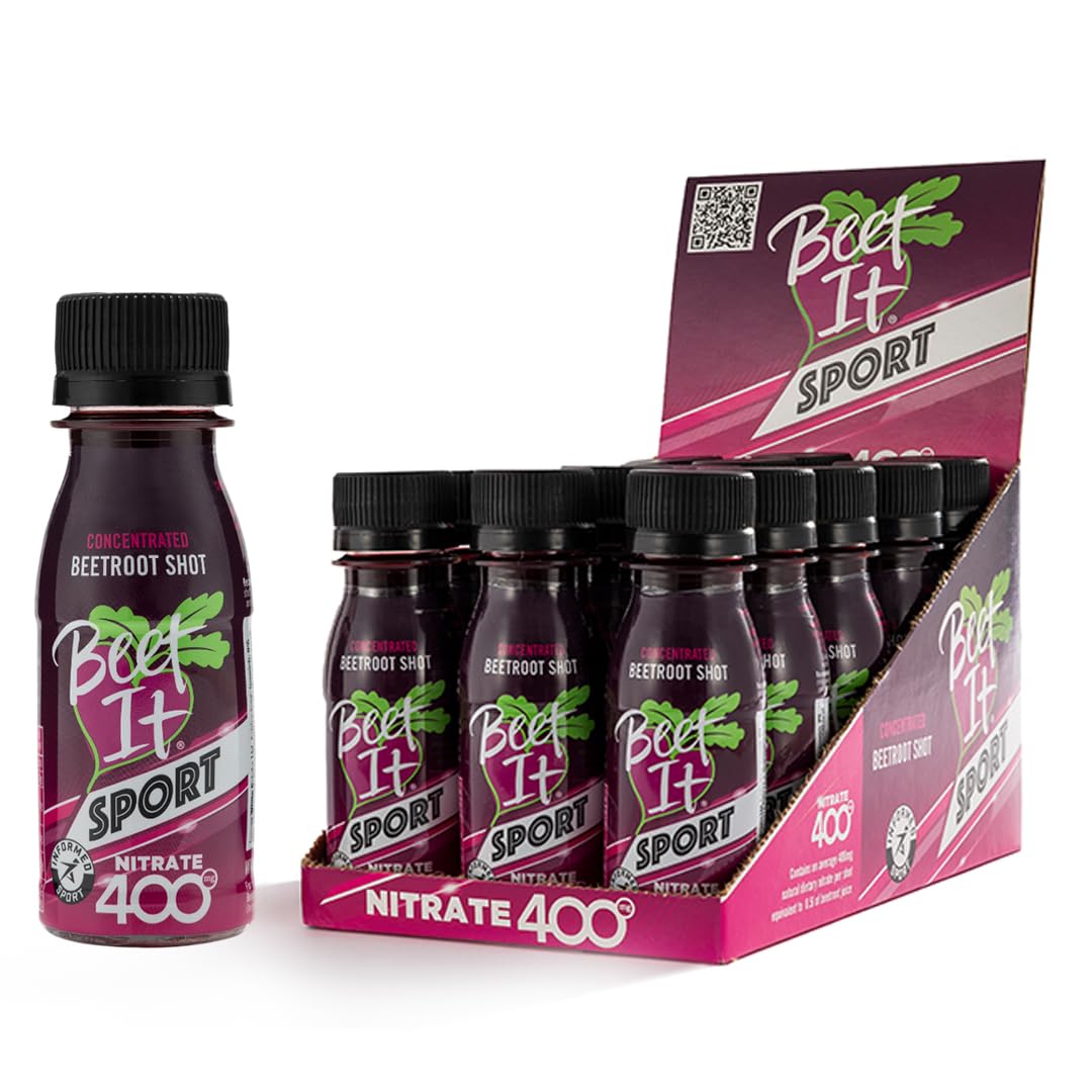 BEET IT Sport Pro-Elite Shot label close-up shows natural beet nitrate source for endurance support.