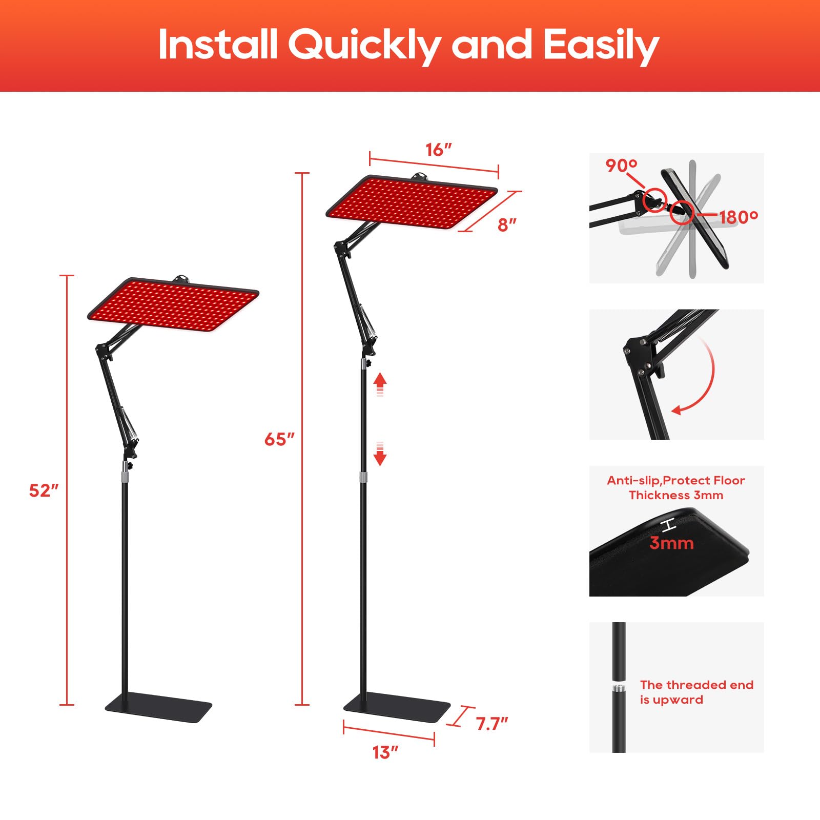 BEICHEN red light stand adjustable design enables comfortable, variable angles