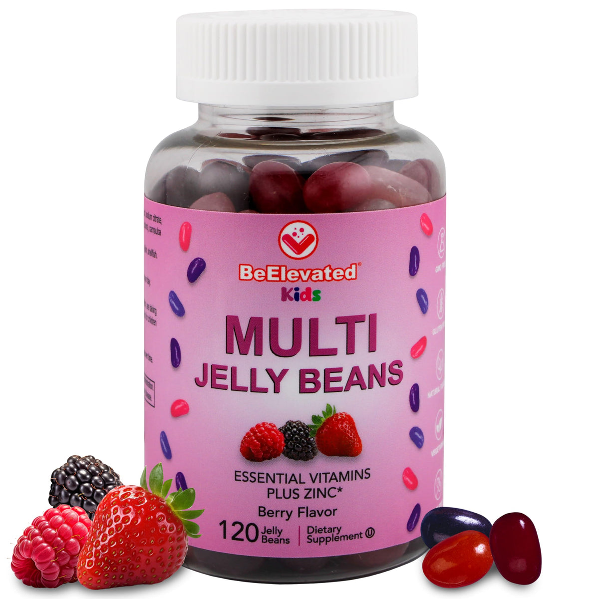 BeElevated multivitamin jelly beans in a berry jar provide a tasty daily nutrient boost