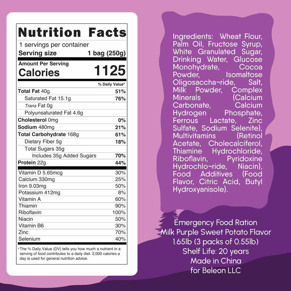 Beleon three-block pack of milk purple sweet potato emergency biscuits