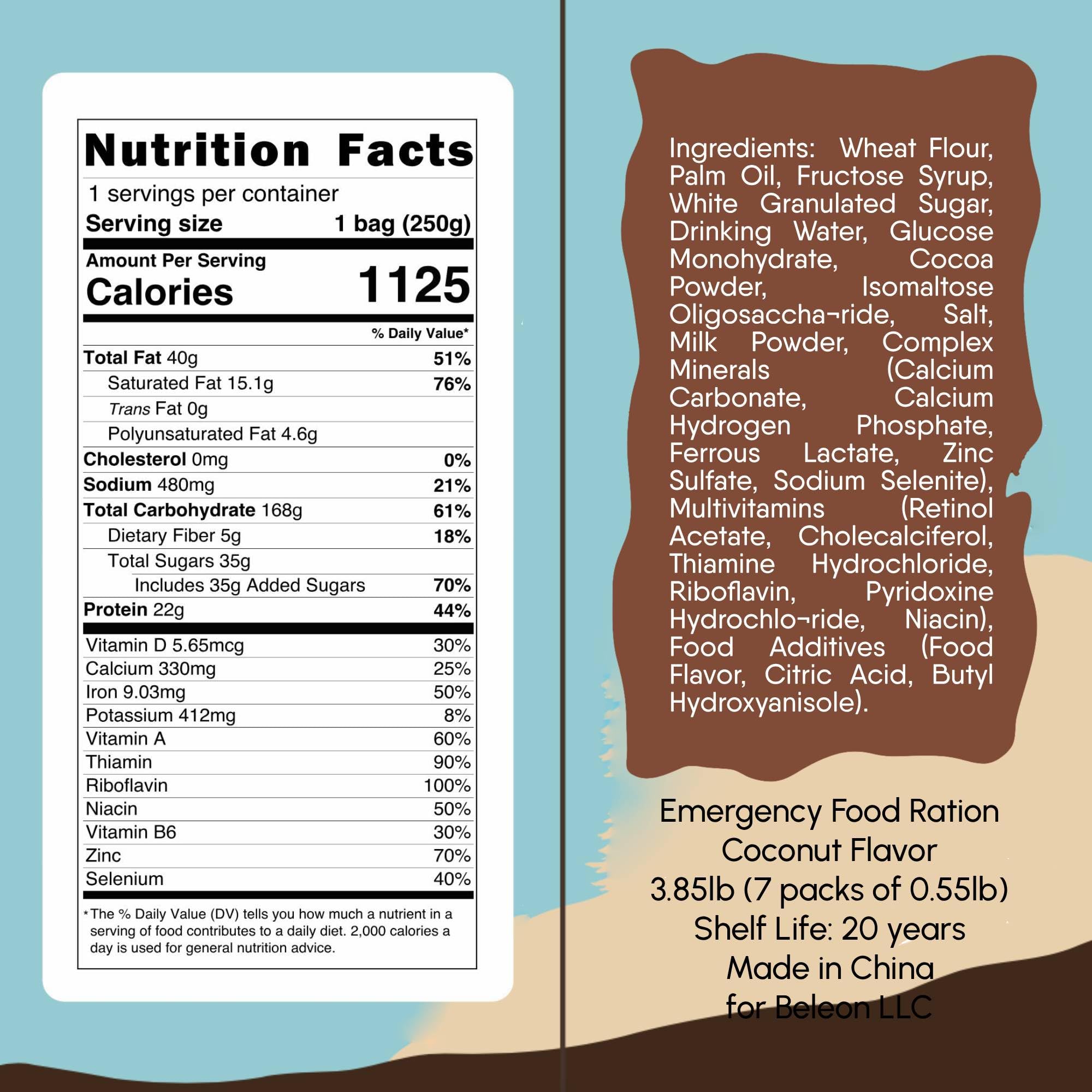 Beleon Goods For Life Emergency Coconut Ration blocks inside show energy-dense structure for quick fueling.
