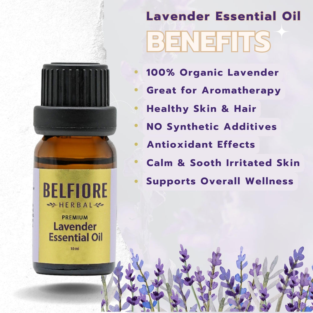 Belfiore Herbal Lavender Oil used in skincare for hydrated skin.