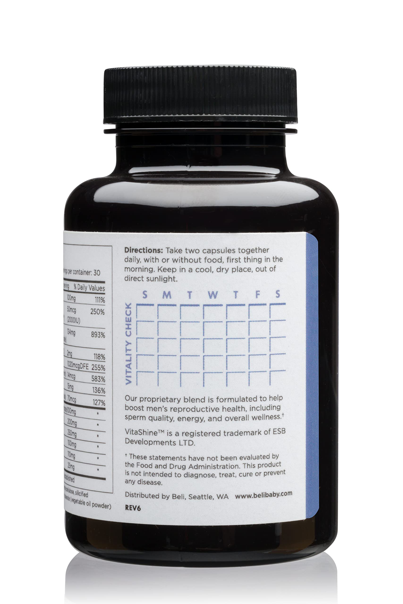 Daily routine with Beli supplements next to a calendar.