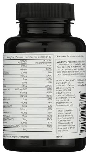 Close view of Beli Prenatal capsules with allergen-free vegan packaging.