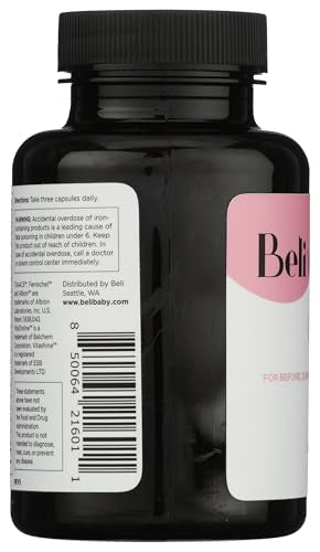 Beli Women Prenatal label closeup shows 400 mg choline and folate.