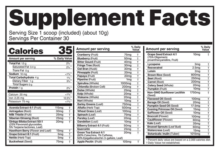 Believe Supplements Superfoods+Greens Orange Vanilla ingredients close-up showing nutrient-rich greens