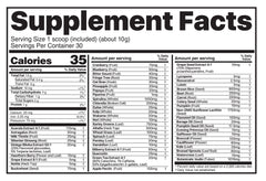 Believe Supplements Superfoods+Greens Orange Vanilla ingredients close-up showing nutrient-rich greens