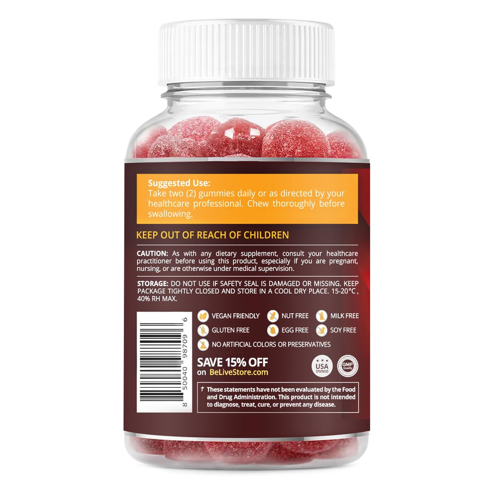 Uso diario de BeLive ACV Gummies, apto para dietas veganas y sin gluten.