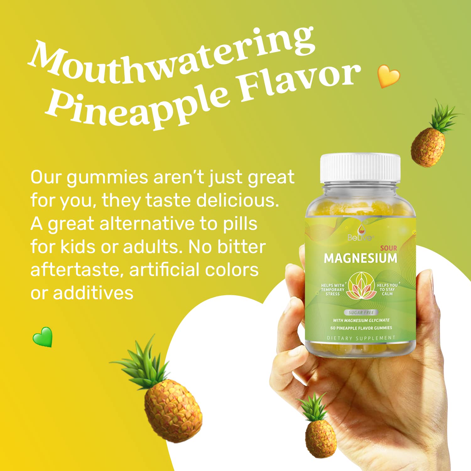 BeLive gummy bottle features gluten-free and non-GMO badge.