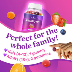 BeLive Probiotic Gummies orange bottle highlights vegan, sugar-free daily option.